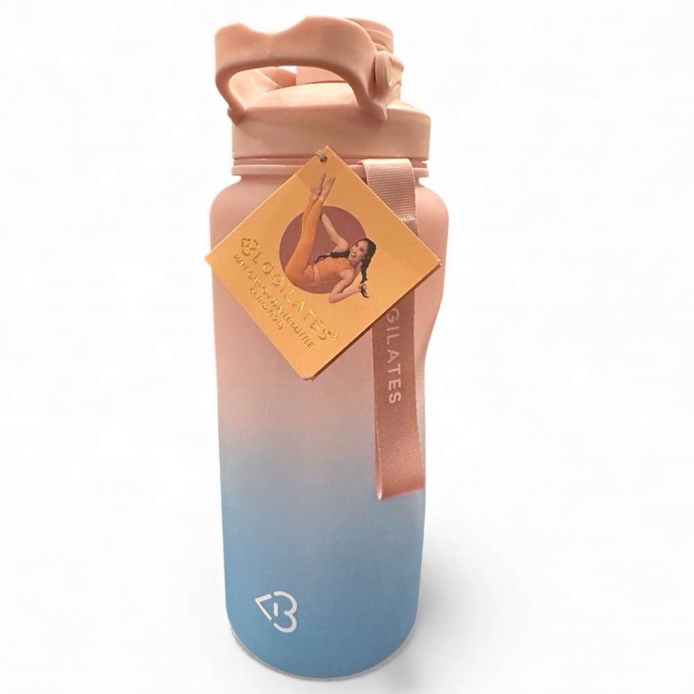 Blogilates 64 oz Half Gallon Water Bottle Blue Pink Ombre BPA-Free PETG
